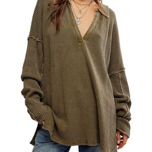 Free People Military Olive Travis Polo size Small- New With Tags
